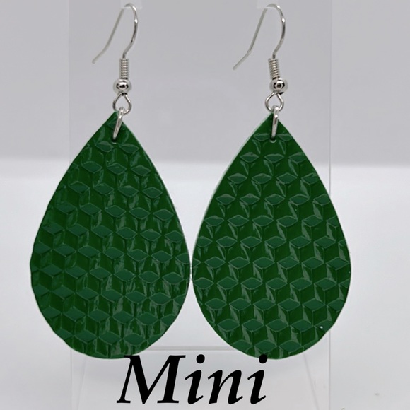 Mini Faux Leather Teardrop Earrings - Picture 1 of 3